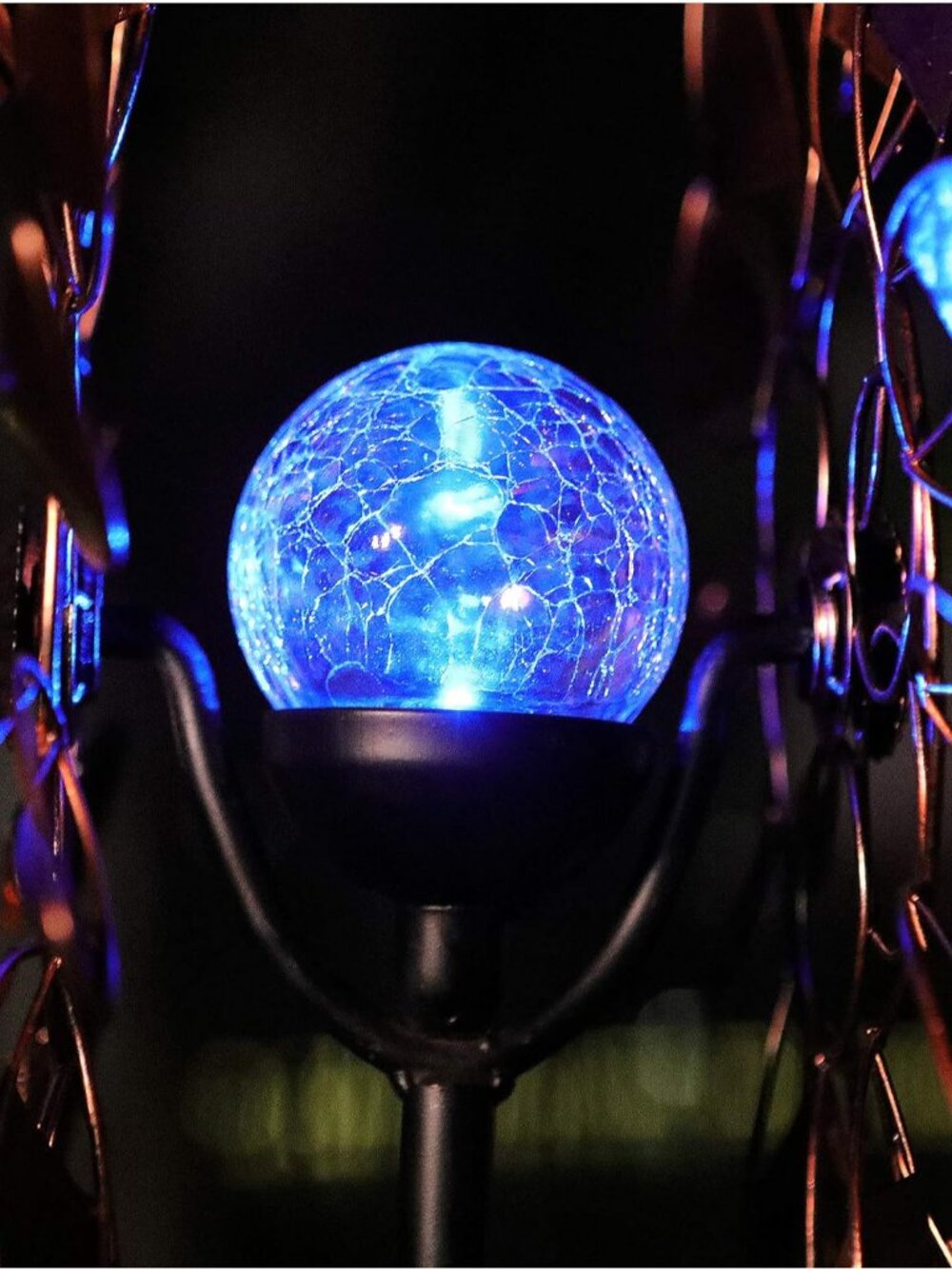 Solar Wind Spinner Multi-Color LED Lighting by Solar Powered Glass Ball with Kin - Picture 5 of 6